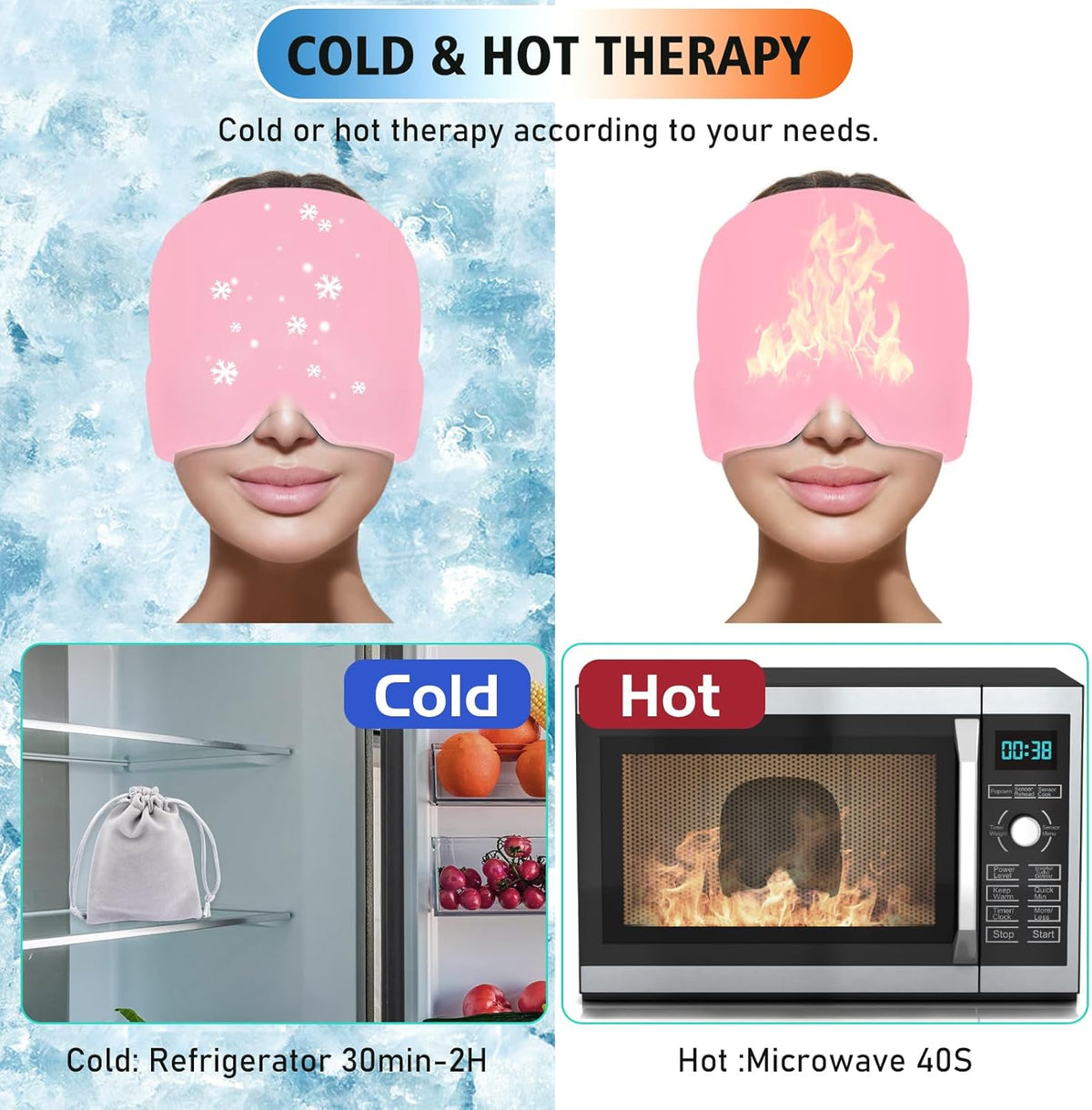 Migraine Relief Gel Cap – Hot & Cold Therapy Hat for Instant Headache Relief | Usmira Mart