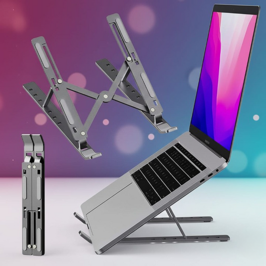 Folding Adjustable Steel Laptop Stand – Portable Ergonomic Multi-Angle Desk Riser | Usmira Mart